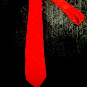 Vintage deep red with small navy and gray dots tie necktie